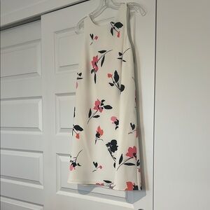 Floral Sleeveless Dress - Cream, Pink and Black